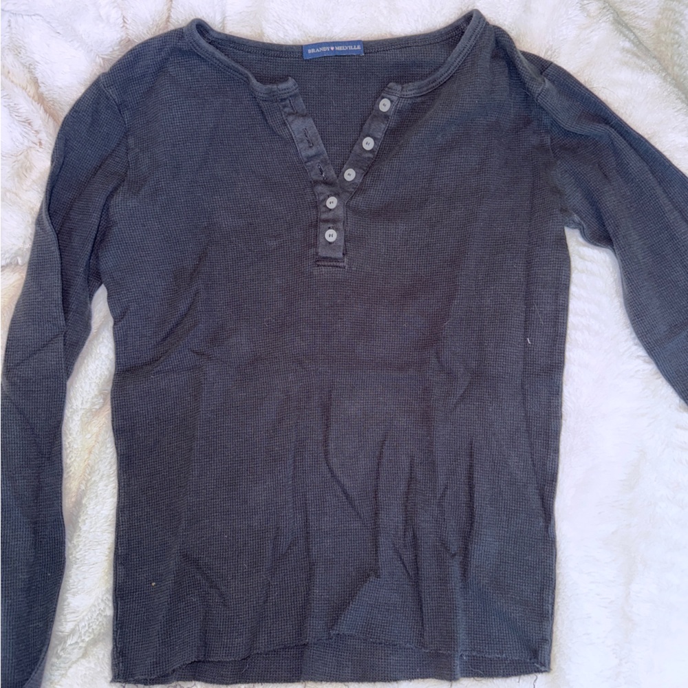 Brandy Melville Black Long Sleeve Henley